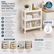 3 Katlı Tekerlekli Sepet Organizer Raf - 352x220x480 Mm