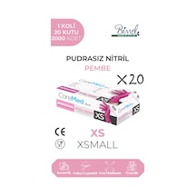 Nitril Pembe Pudrasız Muayene Eldiveni Xs - 1 Koli-20 Paket-2000'li