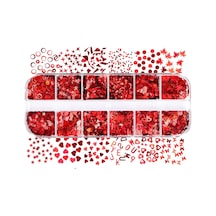 Parlak Kırmızı Tırnak Süsleme Folyo Pulları Karışık Dizayn Kelebek Kalp Harfler Yıldızlar Nail Art