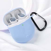 Koodmax Xiaomi Redmi Buds 3 Pro / Airdots 3 Pro Uyumlu Silikon Kılıf + Metal Kopça - Açık Mavi