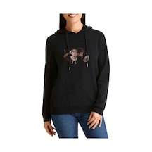 Anime Uchiha Baskılı Siyah Kadın Kapşonlu Sweashirt
