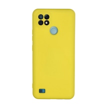 Realme C21 Kılıf Nano İçi Kadife Silikon - Sarı -