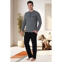 Mecit Pijama Mecit 2904 Gri %100 Pamuk Erkek Büyük Beden Pijama Takımı Gri