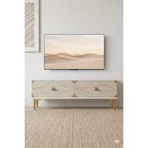 Tsa1297btg Alfa Tv Sehpası Beyaz-traverten-gold 120cm