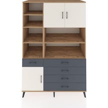 Kronos Dolap 9 Raflı 5 Çekmeceli 3 Kapaklı 132x59x195 Çam-aytaşı/antrasit Aytası/antrasıt