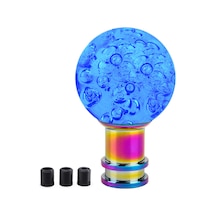 Aubyhe Kara Mavi Akrilik Kristal Balon Vites Başlığı - Dairesel Şeffaf Araç Vites Kolu M8/m10/m12 Adaptörler İle Koyu Mavi