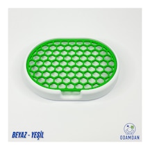 Odamdan Modern Çift Renkli Beyaz-gri Katı Sabunluk - Su Tahliyeli Ve Izgaralı Tasarım 9x12 Cm Beyaz - Yeşil