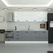 300 Cm Mutfak Dolabı Mdf Kapak Tezgah Dahil Yrkn300 98 Gri