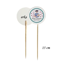 15 Cm Uzun Kürdan - 20 Adet Ebeler Gününüz Kutlu Olsun Baskılı Kokteyl Kürdanı 4
