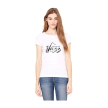 International Jazz Day Saksafon Baskılı Beyaz Kadın Tshirt