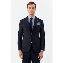 Sabri Özel Erkek Siyah Slim Fit Mono Yaka 6 Drop Yün Karışımlı Astarsız Ceket