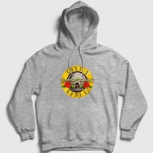 Presmono Unisex Logo Guns N' Roses Kapüşonlu Sweatshirt Gri Melanj