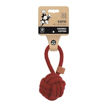 M-pets Coto Kırmızı Çekmeli Örgü Halat Top Köpek Oyuncağı 8 Cm
