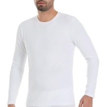 6 Adet Yıldız Erkek Likralı Uzun Kollu T-Shirt Fanila Beyaz 85