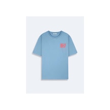 LTB Cobera Erkek Sıfır Yaka Kısa Kol Sırtı Baskılı Mavi T-shirt 1225842906089 Mavi 2080