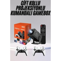 Depomıx Çift Kollu Game Box Projeksiyon Cihazı Kumandalı Android Tv Dahili Hoparlör