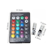 Kumandalı Çakarlı T10 Araç Park Ampulü 2 Adet 18 Led Rgb Park