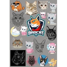 Kediler Sticker Set 14 Parça Telefon, Tablet, Defter, Laptop Sticker