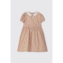Panço Liberty Kumaş Çiçek Desenli Kız Bebek Elbise 5611gb26007 Pembe