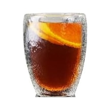 Çift Cidarlı Buzlu Tasarım Kahve, Latte, Su Bardağı, 300 Ml, Cam Meşrubat Bardak, 1 Adet - 12221 Açık Kırmızı