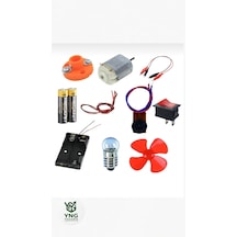 Okul Deney Seti Ampül Dc Motor Zil Pil Anahtar Kablo Pervane Pil Yatağı