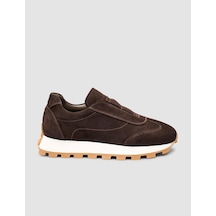 Hakiki Süet Deri Kahverengi Kürk Astarlı Kışlık Kadın Sneaker Kahverengi