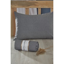 BonjardinHome Tek Kişilik Lastikli Çarşaf & Bir Adet Yastık Kılıfı Koyu Gri