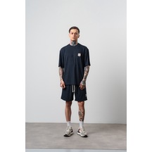 Erkek Route 07 Arma Detaylı Regular Fit T-shirt Şort Takım Lacivert