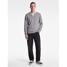 Koton Regular Fit Uzun Kollu Renk Kontrastlı Bisiklet Yaka Triko Kazak Gri 7wam70078ht
