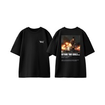 Thewert Beyond Two Souls Tasarım Sırt Baskılı Pamuk Siyah Oversize T-shirt
