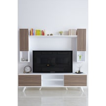 Moonlife Istanbul Dolaplı Kapaklı Tv Ünitesi Beyaz Ceviz