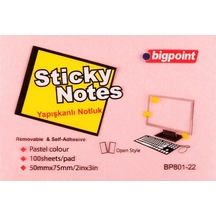 Bigpoint Yapışkanlı Not Kağıdı 75x50mm Pembe 12'li Paket