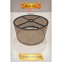 Şık Antik Çağ Hasır Lambader Başlığı 35 Cm Modern Tasarım