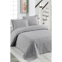 İvy Gri Çift Kişilik Microfiber Kapitone Yatak Örtüsü Nocolor-fed22383