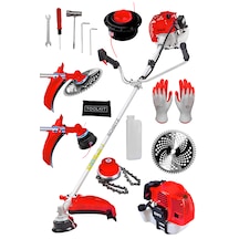 Schatz 5.9 Hp Yan Tipi Benzinli Motorlu Ot Çalı Çim Biçme Tırpanı 11000rpm Kırmızı + Canavar Başlık