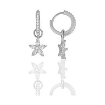 Söğütlü Silver Gümüş Rodyumlu Zirkon Taşlı Lotus Çiçeği Küpe Barcode Gold - Rose Gold - Rodyum