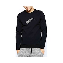Dark Amoled Baskılı Siyah Erkek Örme Sweatshirt
