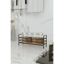 Atacı Banyo Mutfak Organizer Modern Siyah Metal Baharatlık Standı -tezgah Üstü Metal Banyo Düzenleyici Siyah