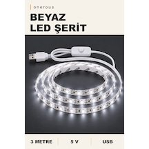 Onerous 3 M 5v Beyaz Led Şerit, Anahtarlı, Usb