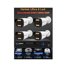 4 Kameralı Ultra 6 Ledli 5mp Sony Lensli Gece Renkli Güvenlik Kamerası Seti 250 Gb Hdd