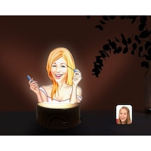 Kişiye Özel Kadın Karikatürlü Dekoratif 3D Biblo Led Işıklı Gece (481497193)