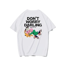 Brz Collection Unisex Oversize Don't Worry Arka Baskılı T-shirt-beyaz Beyaz