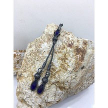 Mavi Kristal Taşlı Oksitli Püskül