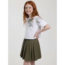 Zekids Kız Çocuk Tasarım Şort-17250 Haki