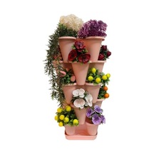 Arsimo 5 Katlı Şanslı Yonca Kule Saksı Seti Çiçek Bitki Sebze Meyve Salon Mutfak Banyo Bahçe Saksı Seti Pudra Pembe