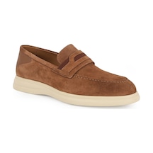 Libero Erkek Loafer Ayakkabı Hakiki Süet Deri Mokasen Penny Bantlı Slip-on Hafif Bej Eva Taban L6020 Açık Taba