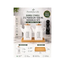 Bambu Standlı Kare 2 Li Porselen Herbiri 1000 Ml Yağdanlık Set 3 Lü Yağdanlık Takım Beyaz 638832861 Beyaz