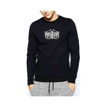 Marduk Logo Baskılı Siyah Erkek Örme Sweatshirt