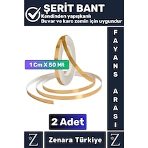 Premium Kendinden Yapışkanlı Su Geçirmez Fayans Arası Gold Şerit Derz Bant 1 Cm X 50 Metre 2 Adet