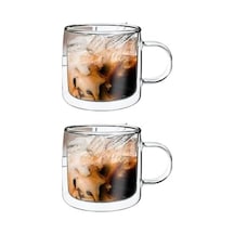 Cam Çift Cidarlı Cam Kupa, Kahve, Latte Ve Çay Kupa Seti, 250 Ml, Şeffaf, Modern, 2 Adet - 12128 6998